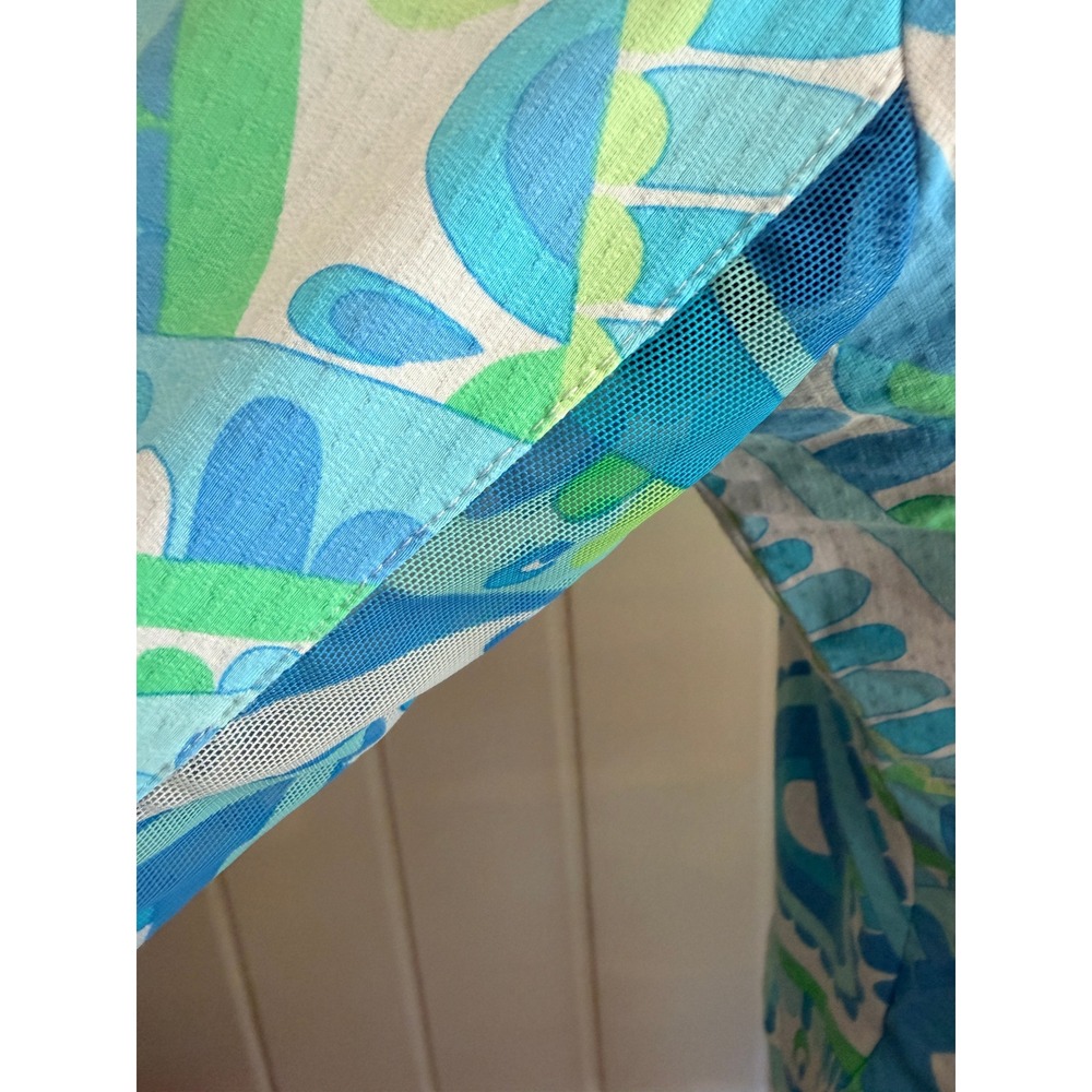 Icikuls Sun Shirt Long Sleeve Quarter Zip Blue Green Paisley Large UPF 50 Top - Picture 2 of 7